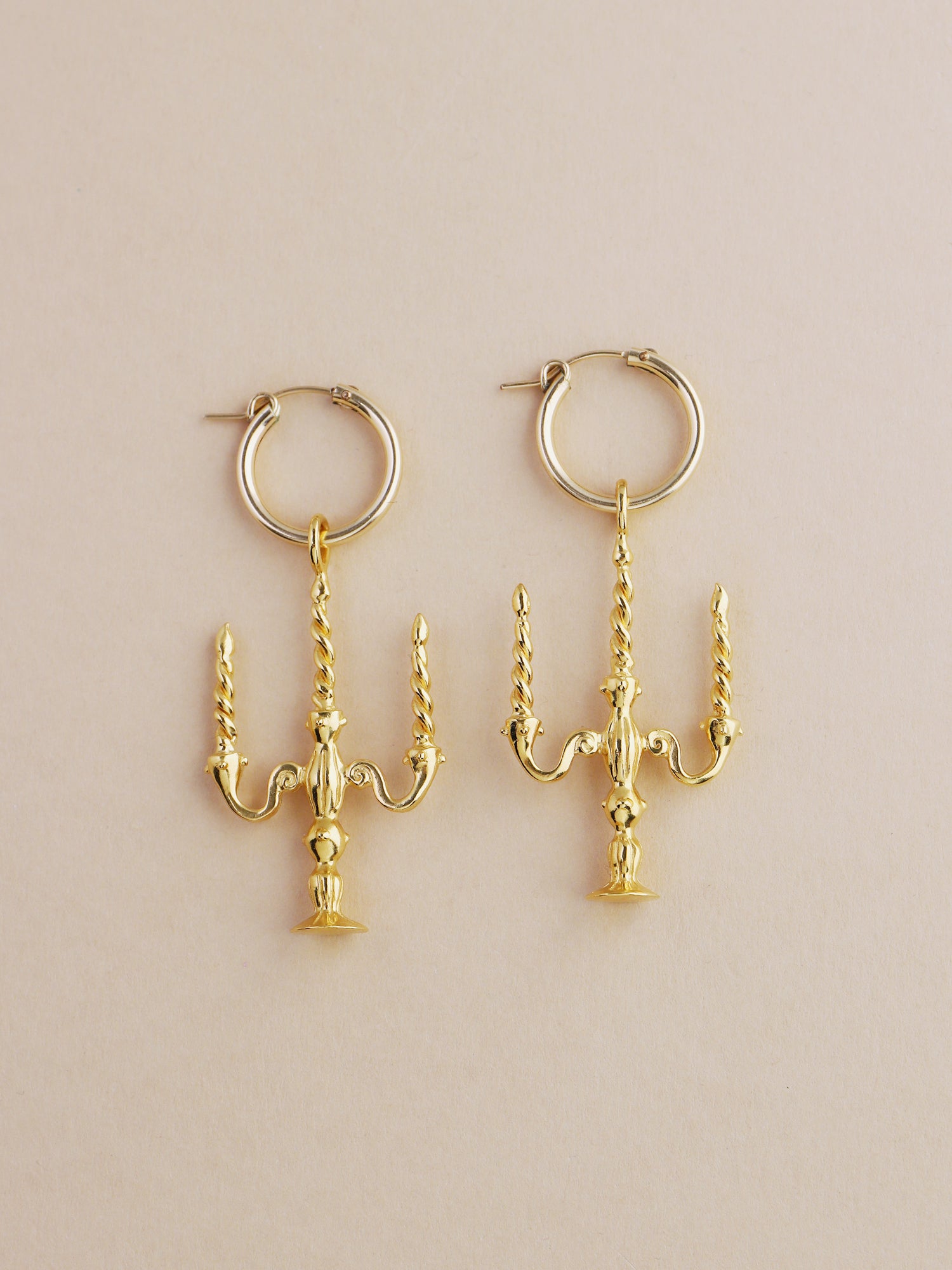 Candelabra hoop earrings. Made with recycled sterling silver with optional 24k gold-plated vermeil. Handmade in the UK by Wolf & Moon.