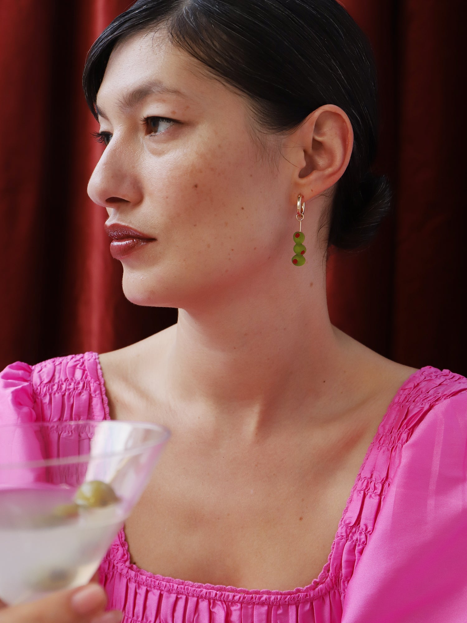 Dinner party hoop earrings set. Made from acrylic with high quality glass crystals and pearls with 14k gold-filled findings & hoops. Handmade in the UK by Wolf & Moon.