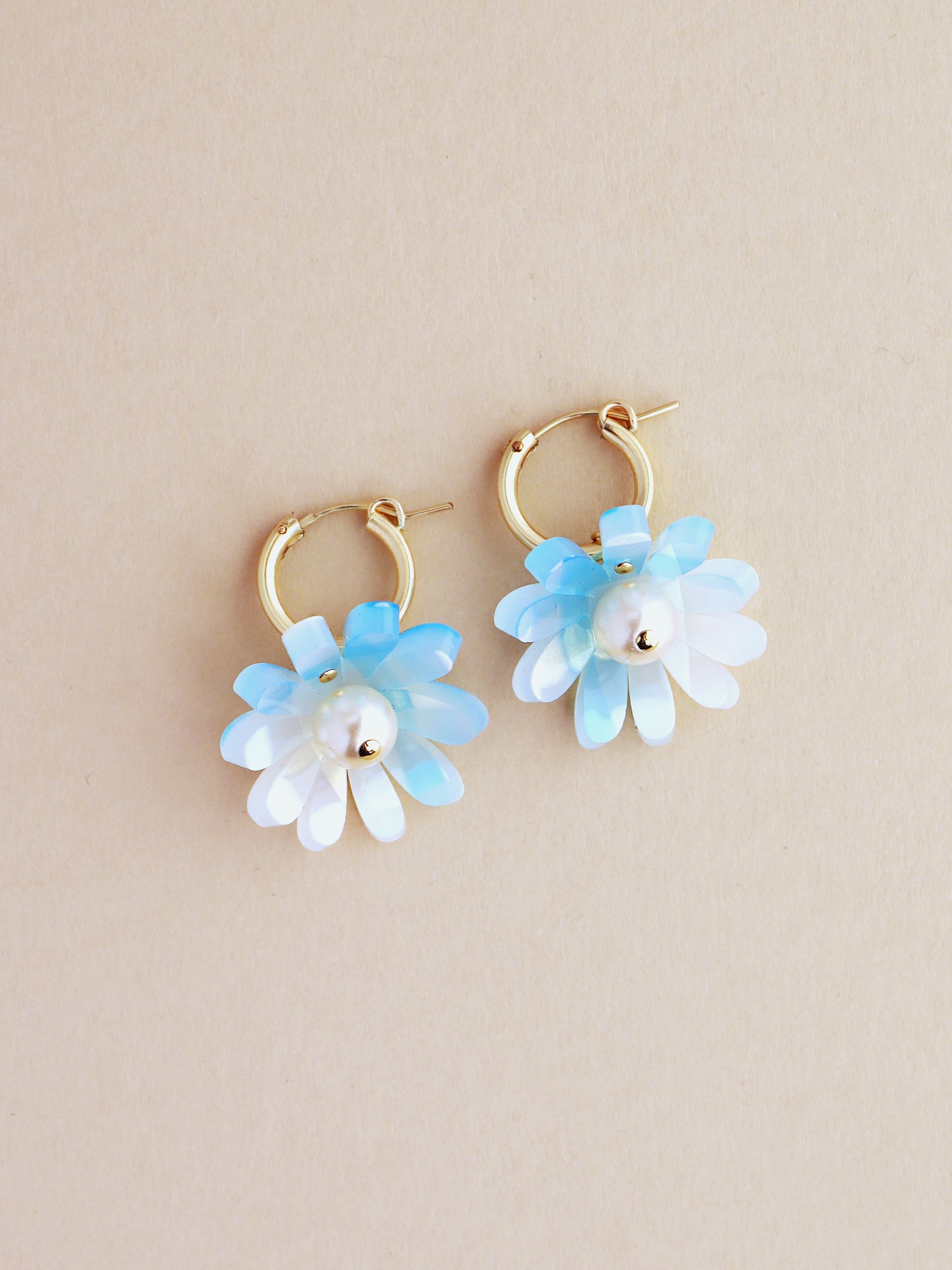 Daisy Hoops in Baby Blue