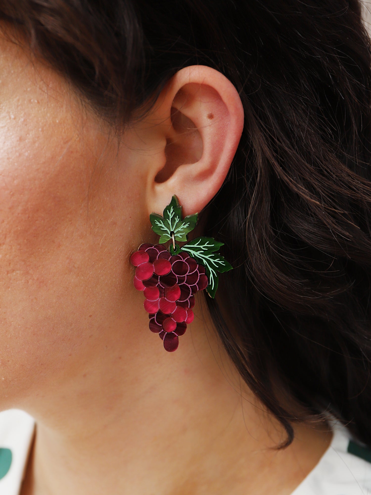 Grape Statement Earrings in Red