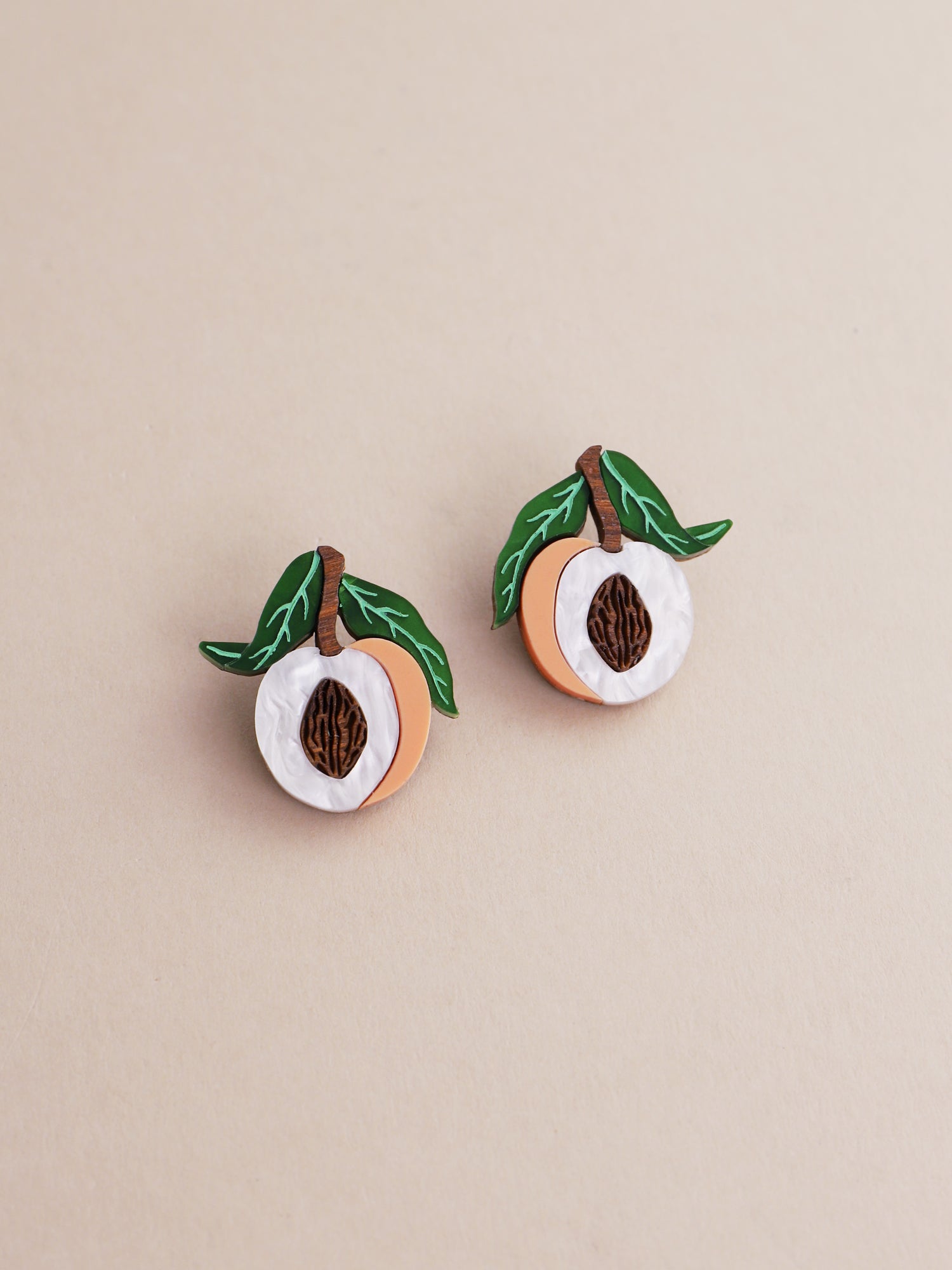 Peach Studs - Clip On