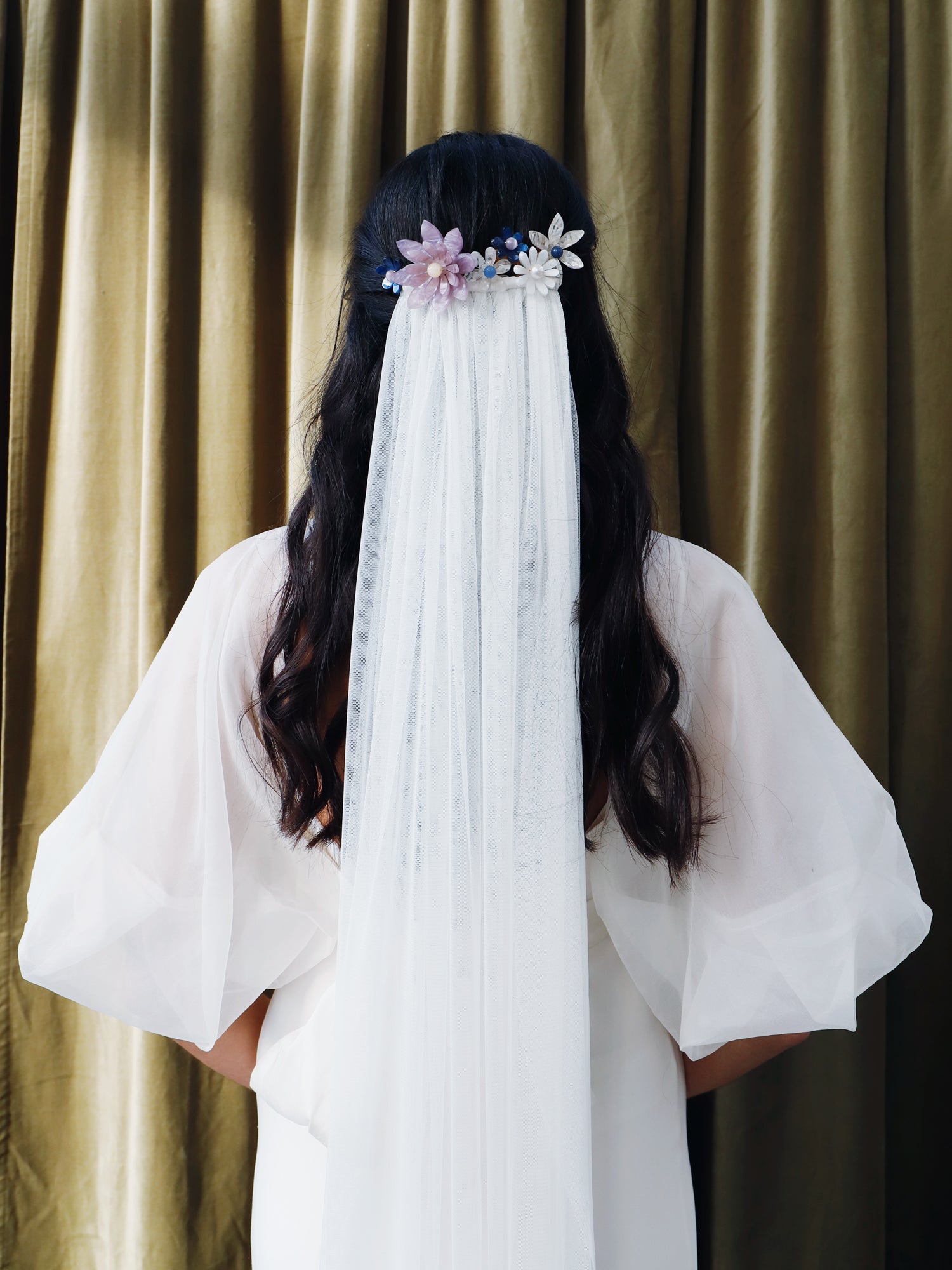 Hand-formed flower acrylic hair comb set. Made with acrylic and gold-tone or black metal hair combs. Handmade in the UK by Wolf & Moon.